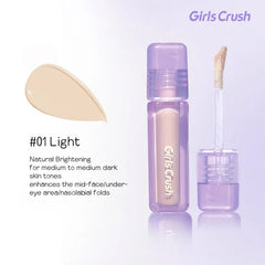 Girls Crush Water Velvet Concealer & Brightener for Face Highlighting, Tear Trough, Blemish, and Dark Circle Coverage