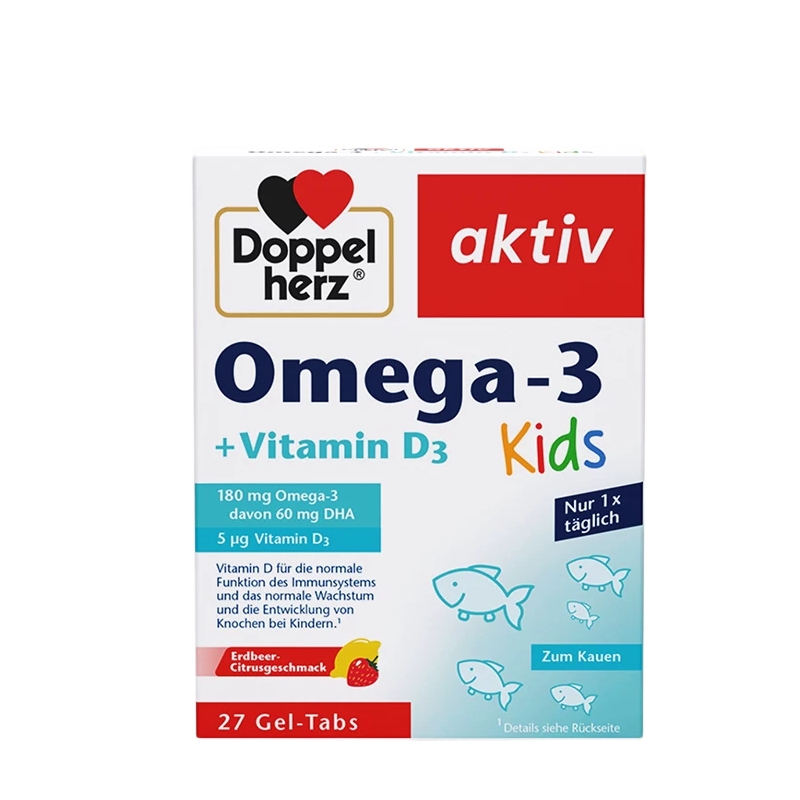 Doppelherz 雙心兒童 Omega-3 DHA + 維生素 D3 腦部及骨骼成長軟糖｜德國製造 告別魚腥味 成長零負擔