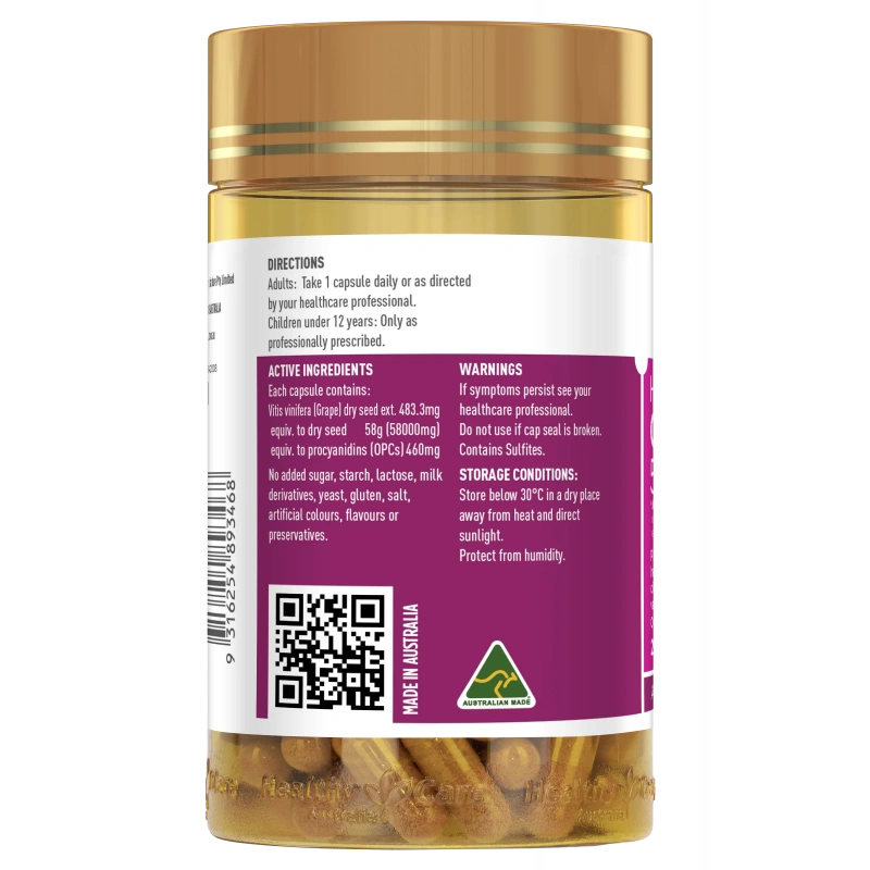 Healthy Care 高濃度葡萄籽精華 58000 · 強效抗氧化護心配方 200粒