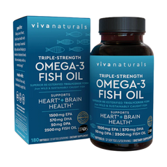 VIVANATURALS OMEGA-3 魚油支持心臟和大腦健康 180 粒軟膠囊
