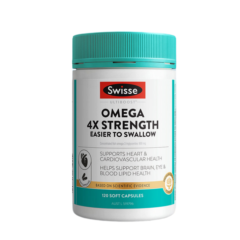SWISSE斯維詩 Ultiboost Omega 4X 強效高濃度魚油(120粒迷你軟膠囊)｜4 倍濃度・極細易吞 守護心臟・大腦・眼睛